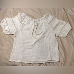 Girls Copper Key White Blouse Lightweight Textured Fabric Size Medium